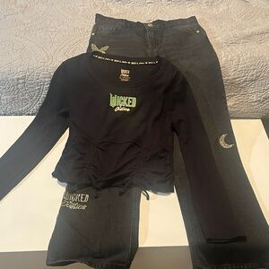 Justice Black and Green Kids Matching Set